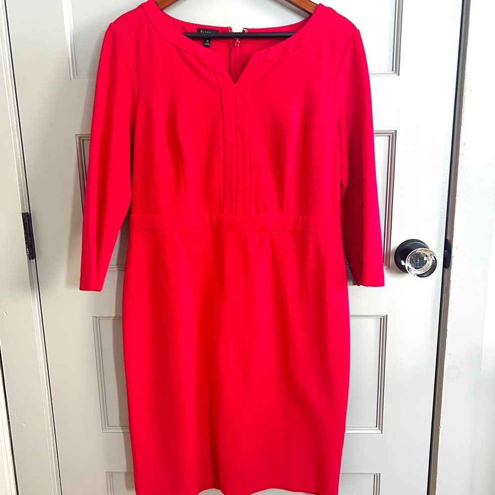 NWTTalbots Magenta Sheath Dress 3/4 Sleeve V Neck Business Career Size 10 - Picture 2 of 11